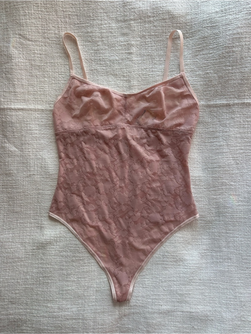 NWT Soft Pink Lace Thong Bodysuit